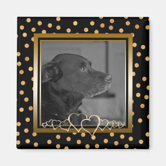 Personalisiertes Foto Keepake Black Gold Polka Dot Magnet