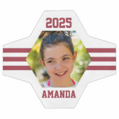 Personalisiertes Foto Keepake Deep Red Strips Fußball (Flach)