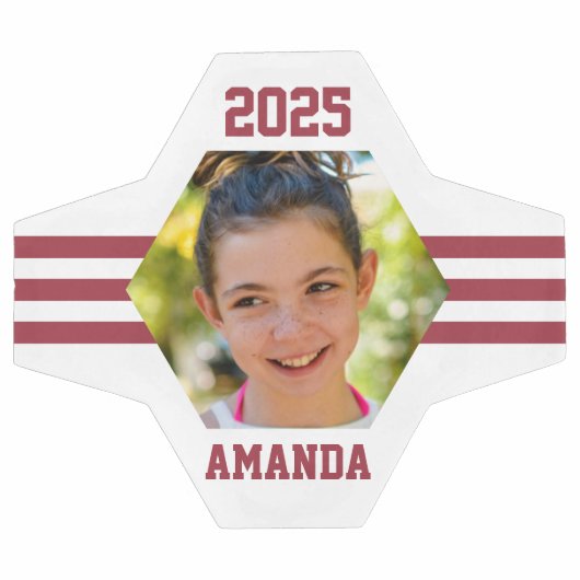 Personalisiertes Foto Keepake Deep Red Strips Fußball (Flach)