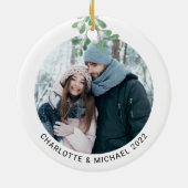 Personalisiertes Foto Keepake Mistletoe Keramik Ornament (Hinten)