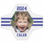 Personalisiertes Foto Keepake Royal Blue Streifen Fußball (Flach)