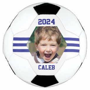 Personalisiertes Foto Keepake Royal Blue Streifen Fußball