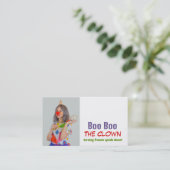 Personalisiertes Foto, Kinderunterhalter, Clown Visitenkarte (Stehend Vorderseite)