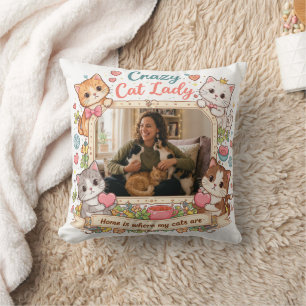 Personalisiertes Foto-Kissen Verrückte Katzen-Dame Kissen