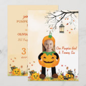 Personalisiertes Foto Kostüm Pumpkin Party Kinder Einladung (Vorne/Hinten)