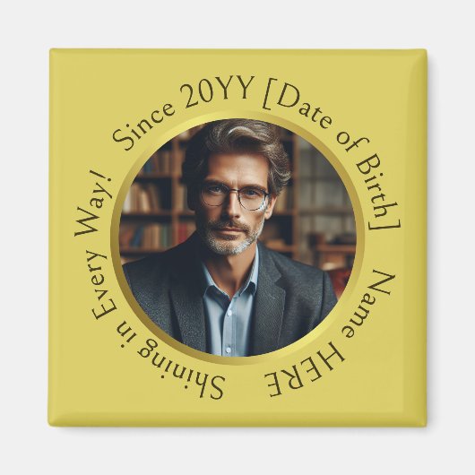 Personalisiertes Foto leuchtet goldgelb Magnet (Vorne)