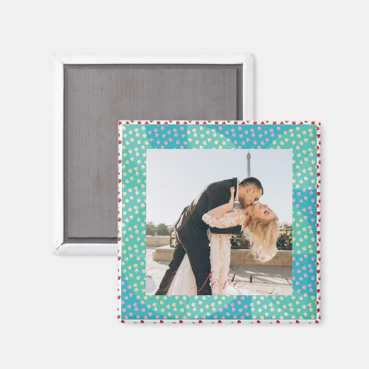 Personalisiertes Foto Liebe Erdbeerrahmen Magnet (Vorderseite/Rückseite)