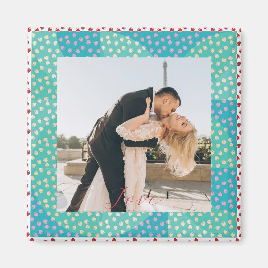 Personalisiertes Foto Liebe Erdbeerrahmen Magnet (Vorne)