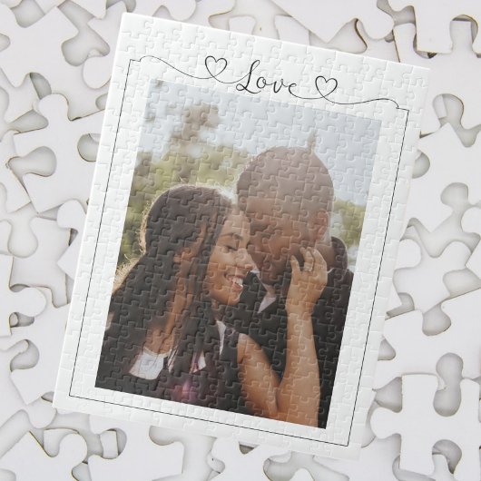 Personalisiertes Foto Liebe Herztypografie Puzzle