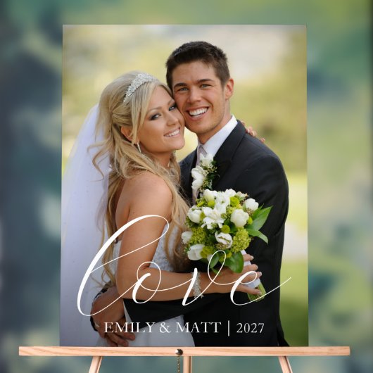 Personalisiertes Foto Liebe Hochzeit Willkommen Acrylschild (Neutral)