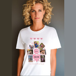 Personalisiertes Foto LIEBE Sie MAMA mit Hearts Wh T-Shirt