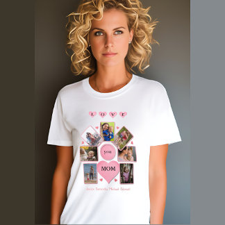 Personalisiertes Foto LIEBE Sie MAMA mit Hearts Wh T-Shirt