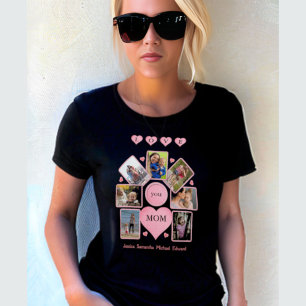 Personalisiertes Foto LIEBE Sie MAMA mit Herz Schw T-Shirt