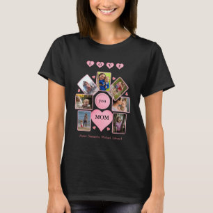 Personalisiertes Foto LIEBE Sie MAMA mit Herz Schw T-Shirt