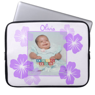 Personalisiertes Foto-lila Blumen Laptopschutzhülle