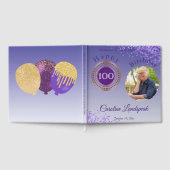 Personalisiertes Foto Lila Glitzer, 100. Geburtsta Gästebuch (Voll)