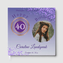 Personalisiertes Foto Lila Glitzer, 40. Geburtstag