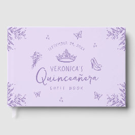 Personalisiertes Foto Lila Quinceanera Gästebuch