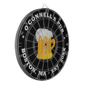 Personalisiertes Foto Logo Name Testdatum schwarz Dartscheibe (Vorderseite Links)