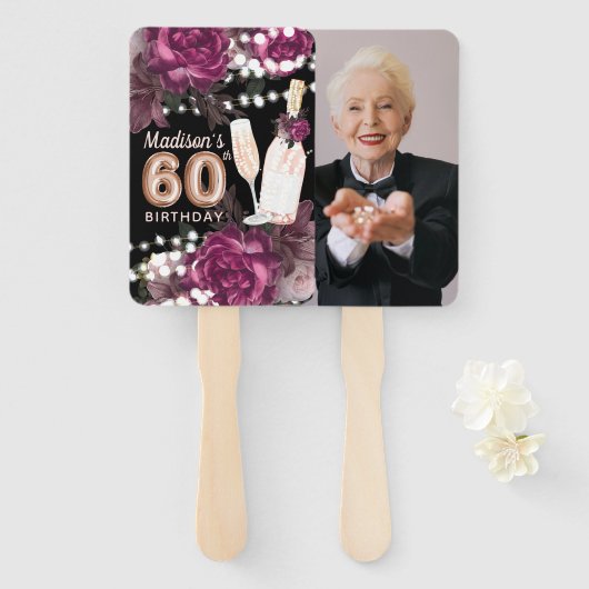 Personalisiertes Foto Luxus 60. Geburtstag Handfan Fächer (Vorne und Hinten)