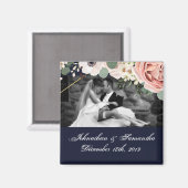 Personalisiertes Foto Magnet Geometric Garden Navy (Vorderseite/Rückseite)