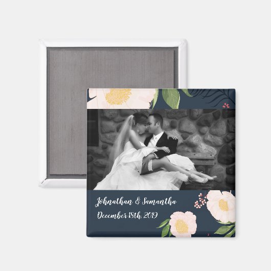 Personalisiertes Foto Magnet Weißblume Blume auf (Vorderseite/Rückseite)