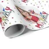 Personalisiertes Foto Merry Alles bunt Geschenkpapier (Rolleneckpunkt)