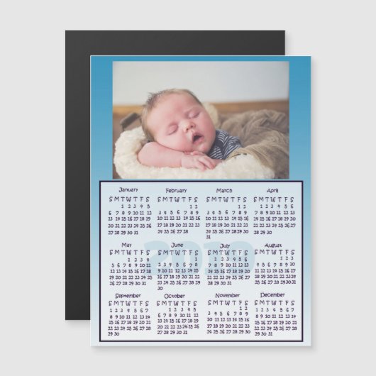 personalisiertes Foto Mini Magnet Kalender 2019 (Vorne/Hinten)