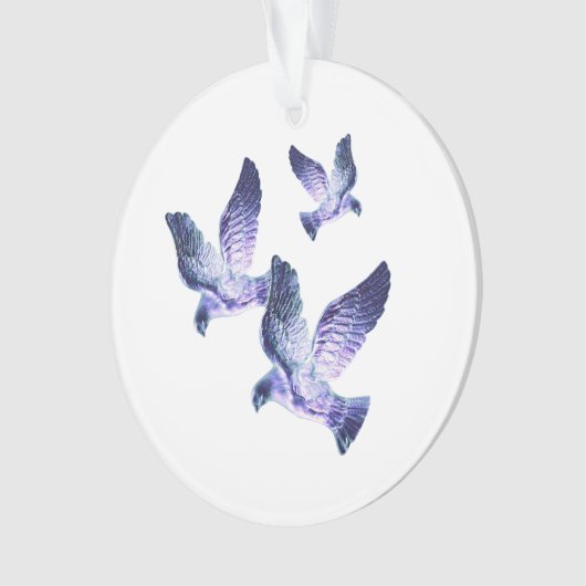 Personalisiertes Foto mit blauen Weihnachtstauben Ornament (Vorderseite)