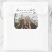 Personalisiertes Foto mit Datum gerettet Quadratischer Aufkleber (Tasche)