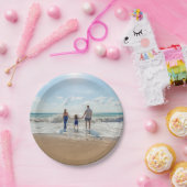 Personalisiertes Foto mit Familie am Strand Pappteller (Party)