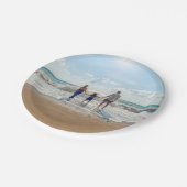 Personalisiertes Foto mit Familie am Strand Pappteller (Schrägansicht)
