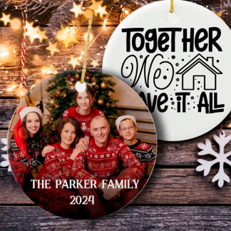 Personalisiertes Foto mit Familie zu Weihnachten Keramik Ornament