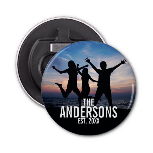 Personalisiertes Foto mit Familienname Flaschenöffner (Vorderseite)