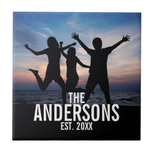 Personalisiertes Foto mit Familienname Fliese