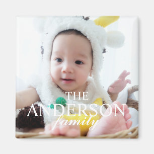 Personalisiertes Foto mit Familienname Magnet