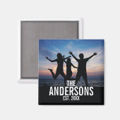 Personalisiertes Foto mit Familienname Magnet (Vorderseite/Rückseite)