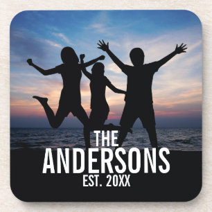 Personalisiertes Foto mit Familienname Untersetzer