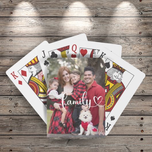Personalisiertes Foto mit Family Script-Overlay Spielkarten