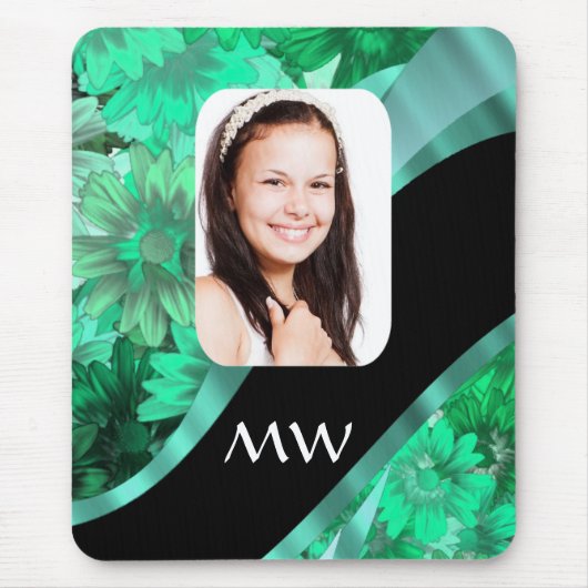 Personalisiertes Foto mit grüner Blüte Mousepad (Vorne)