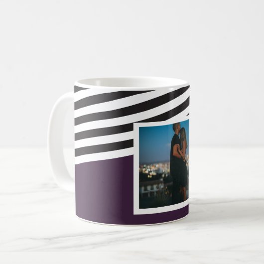 Personalisiertes Foto mit Lila und gestreiftem Mus Kaffeetasse (Vorderseite Links)