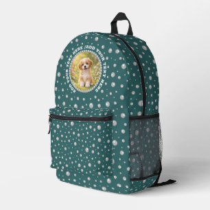 Personalisiertes Foto mit Perlenkreis auf Türkis Bedruckter Rucksack