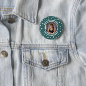 Personalisiertes Foto mit Perlenkreis auf Türkis Button (Beispiel)