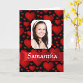 Personalisiertes Foto mit rotem und schwarzem Herz Karte (Gelbe Blume)