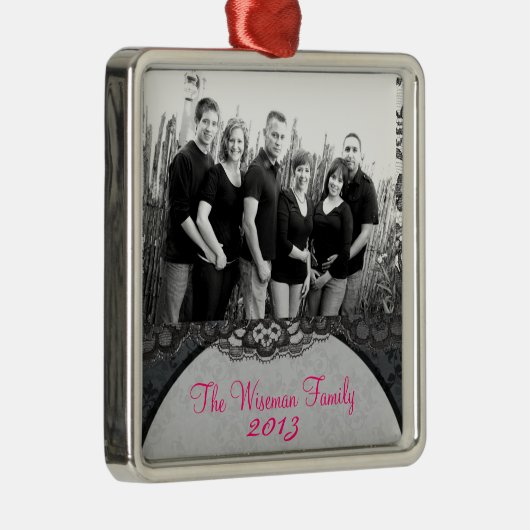 Personalisiertes FOTO mit Spitzen Silbernes Ornament (Rechts)