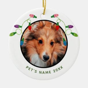 Personalisiertes Foto mit Weihnachtsbeleuchtung Keramik Ornament