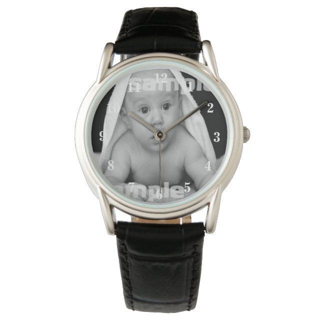 Personalisiertes Foto mit weißer Uhr (Vorderseite)