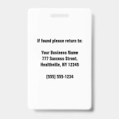 Personalisiertes Foto Mitarbeiter-Abzeichen Ausweis (Rückseite)