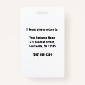 Personalisiertes Foto Mitarbeiter-Abzeichen Ausweis (Rückseite)