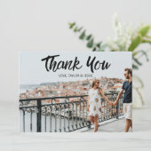 Personalisiertes Foto Moderne Hochzeit Dankeschön Save The Date (Stehend Vorderseite)